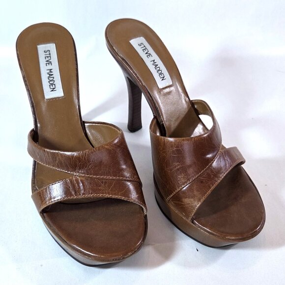 Steve Madden Suzan Leather Heeled Sandals Size 8 - Picture 1 of 4